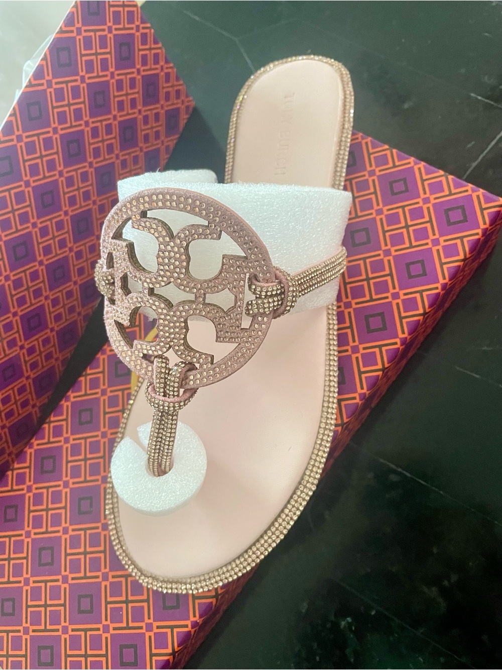 Women's Gold Embellished T-Strap Sandals - Elegant Metallic Finish